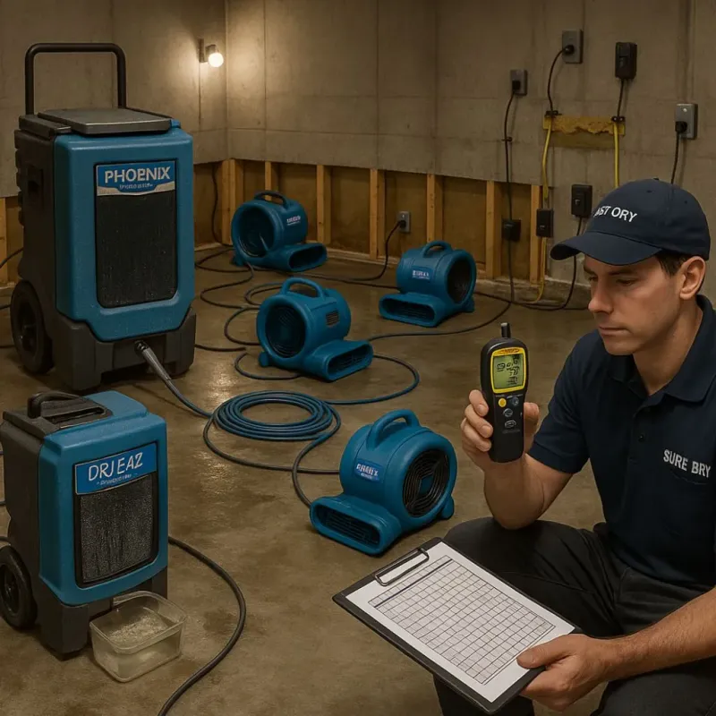 Structural Drying and Dehumidification process in Troutman, NC